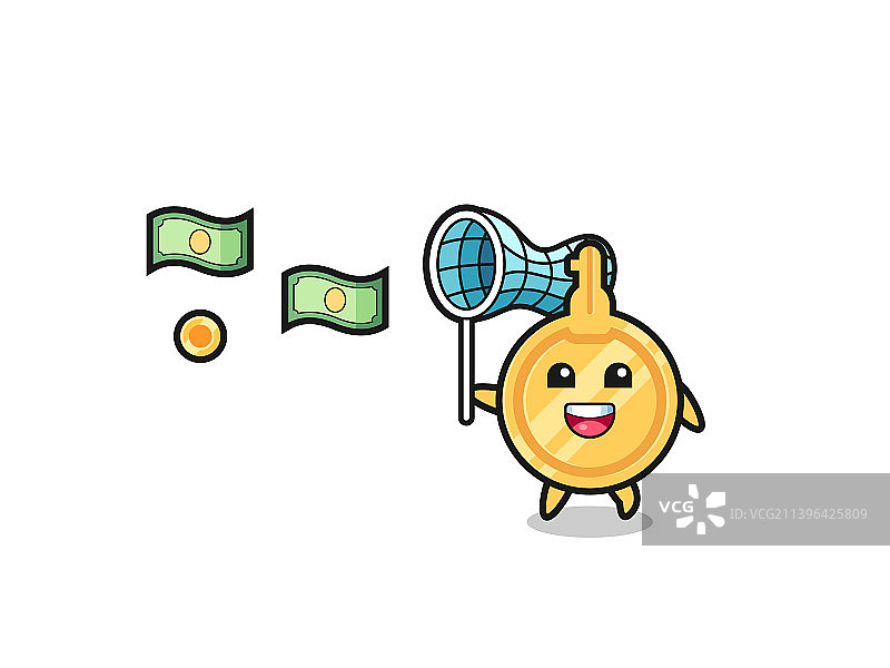 钥匙抓住飞来的钱图片素材