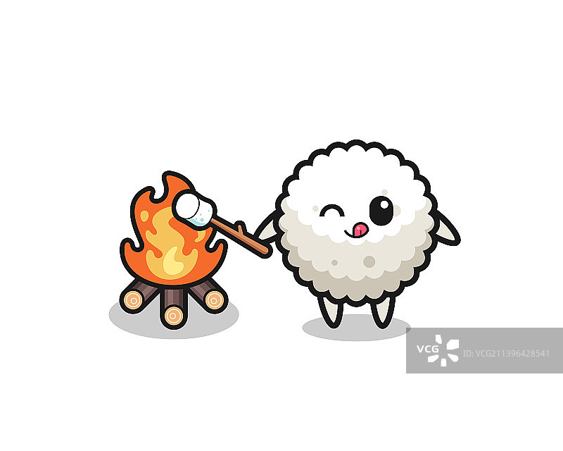 饭团卡通形象烤棉花糖图片素材