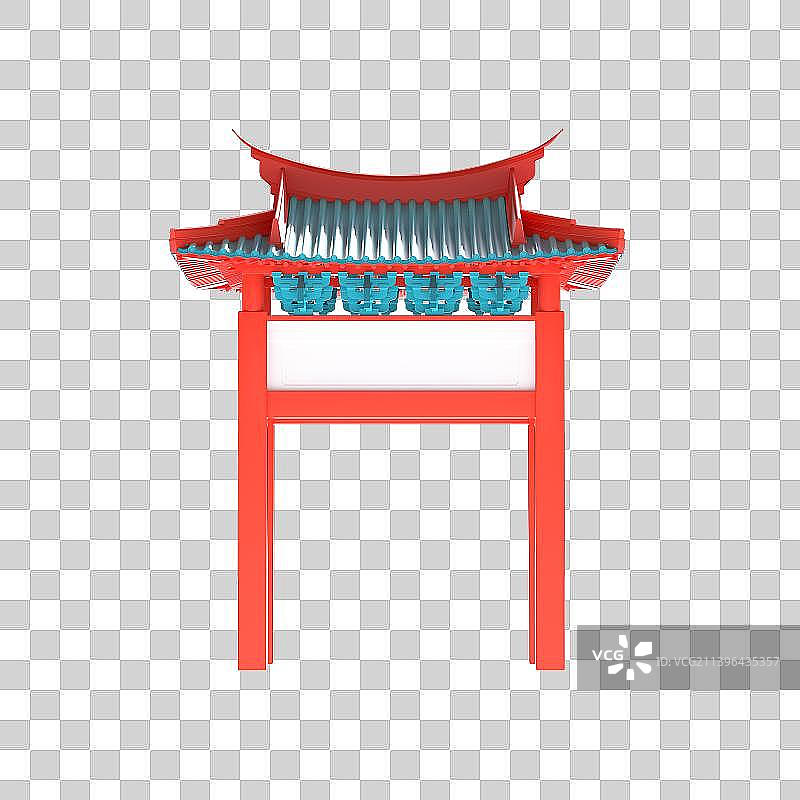 3D渲染卡通古建筑牌楼图片素材