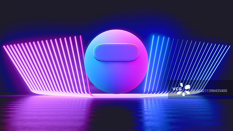 赛博朋克风格的虚拟VR场景渲染图片素材