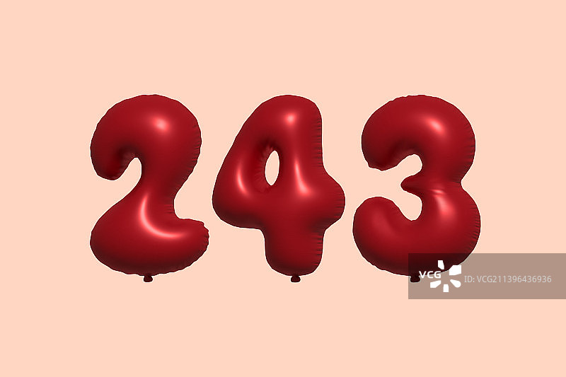 逼真的金属质感3D数字气球图片素材