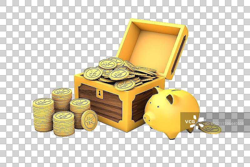 百宝箱与存钱罐金融理财图片素材