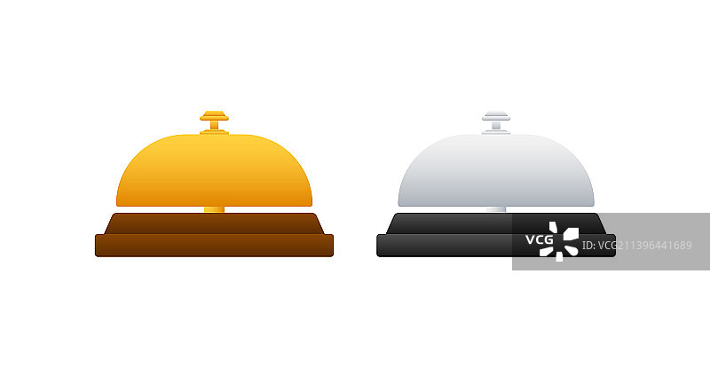 白色背景上的逼真金色接待铃图标图片素材