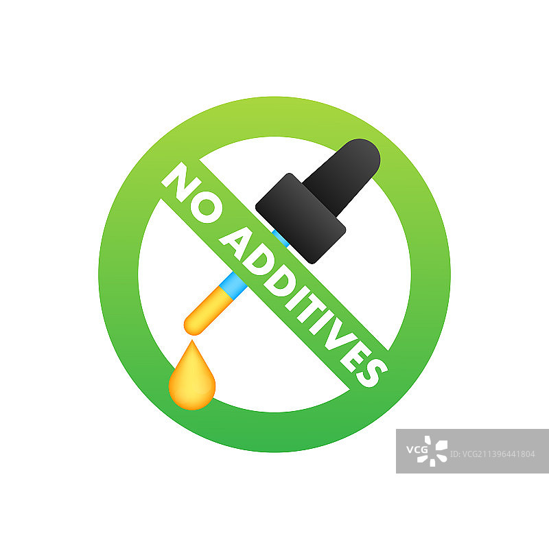 白色背景上的绿色无添加剂标志图片素材