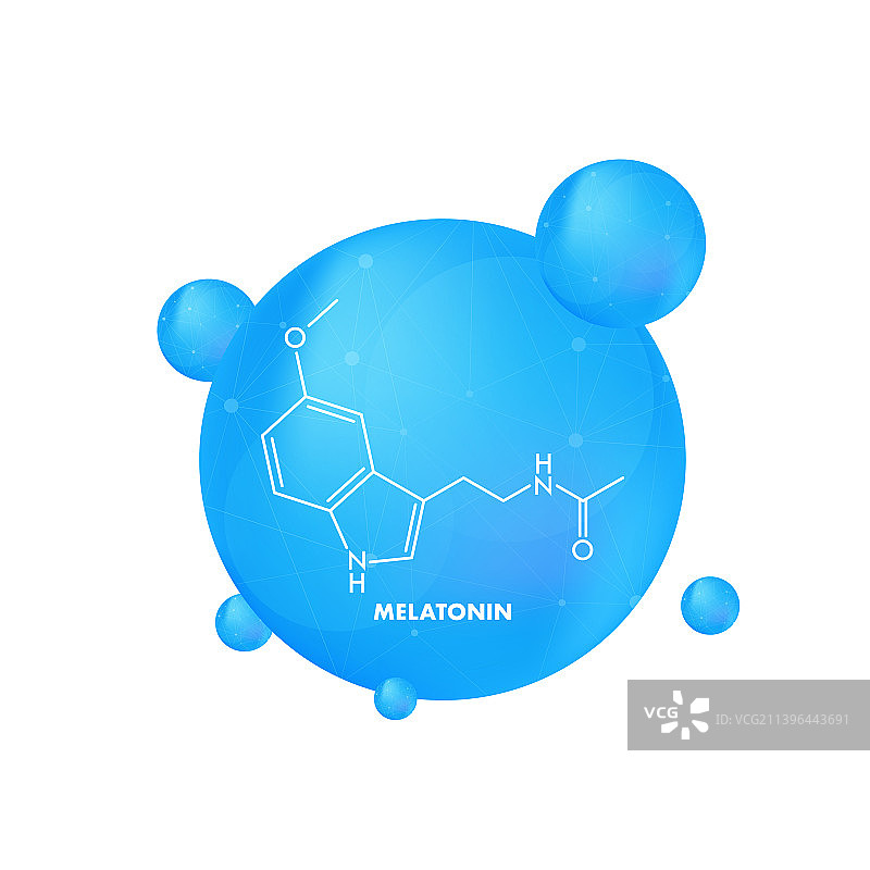 白色背景上分离的3D褪黑素公式图片素材