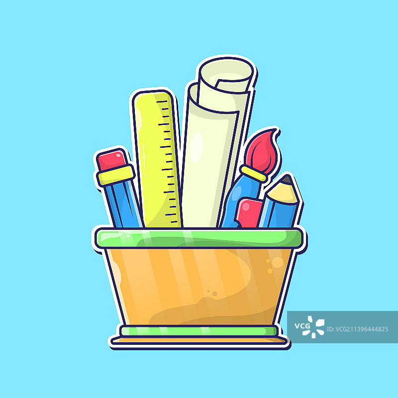 水桶里的文具套装图片素材