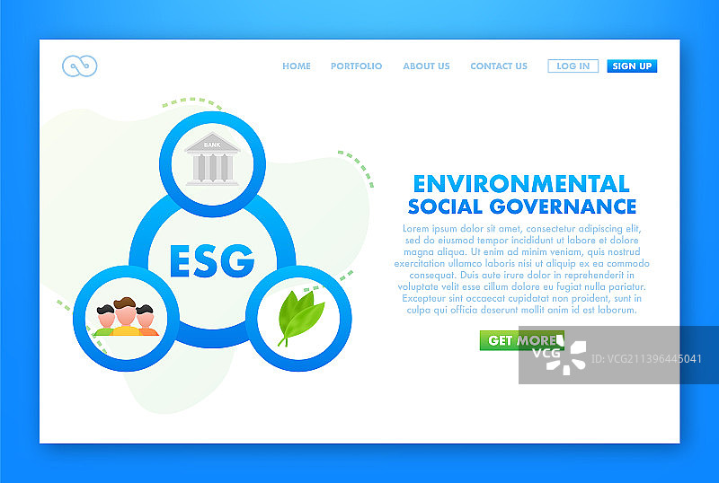 绿色背景上的ESG商业公司标准图标图片素材