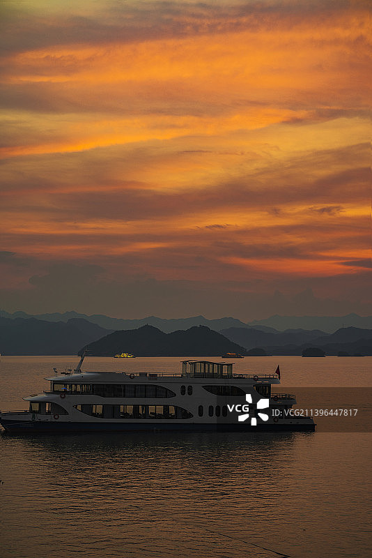 杭州千岛湖晚霞图片素材