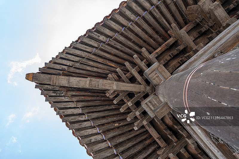 中国传统古建筑木制结构局部特写图片素材