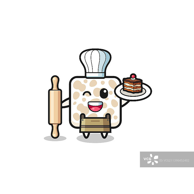 糕点师丹贝吉祥物与擀面杖图片素材