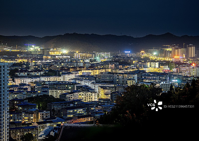 俯瞰西充县夜景图片素材