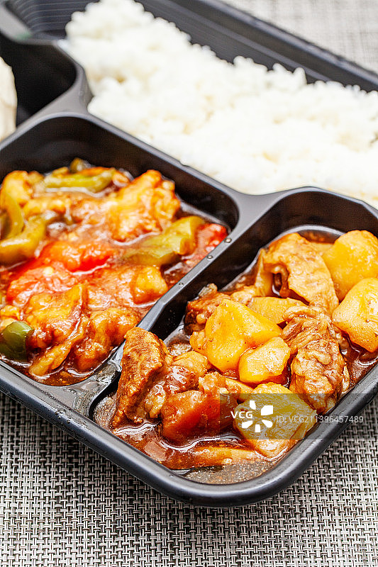 快餐盒饭特写图片素材