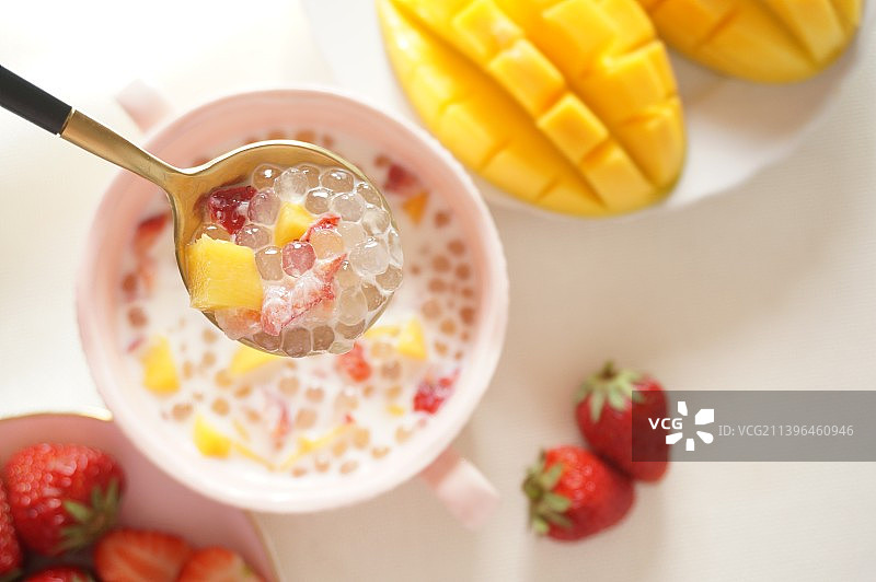 西米，西米露，早餐，甜品，水果西米，芒果西米，草莓西米，食物，粮食，粥粮，食疗，养生，健康食品图片素材