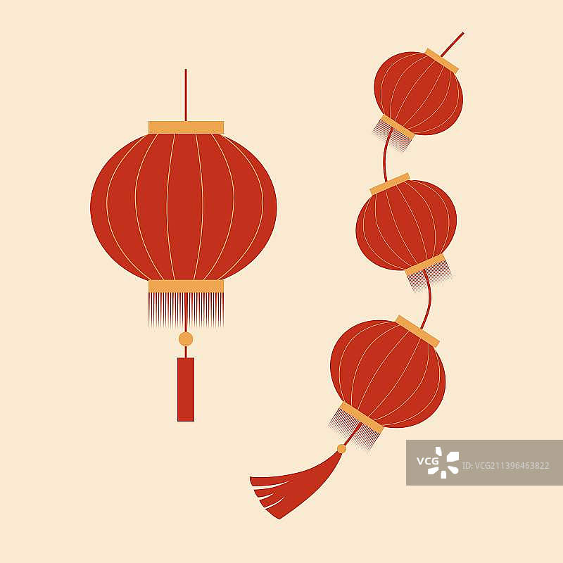 新年灯笼插画元素图片素材