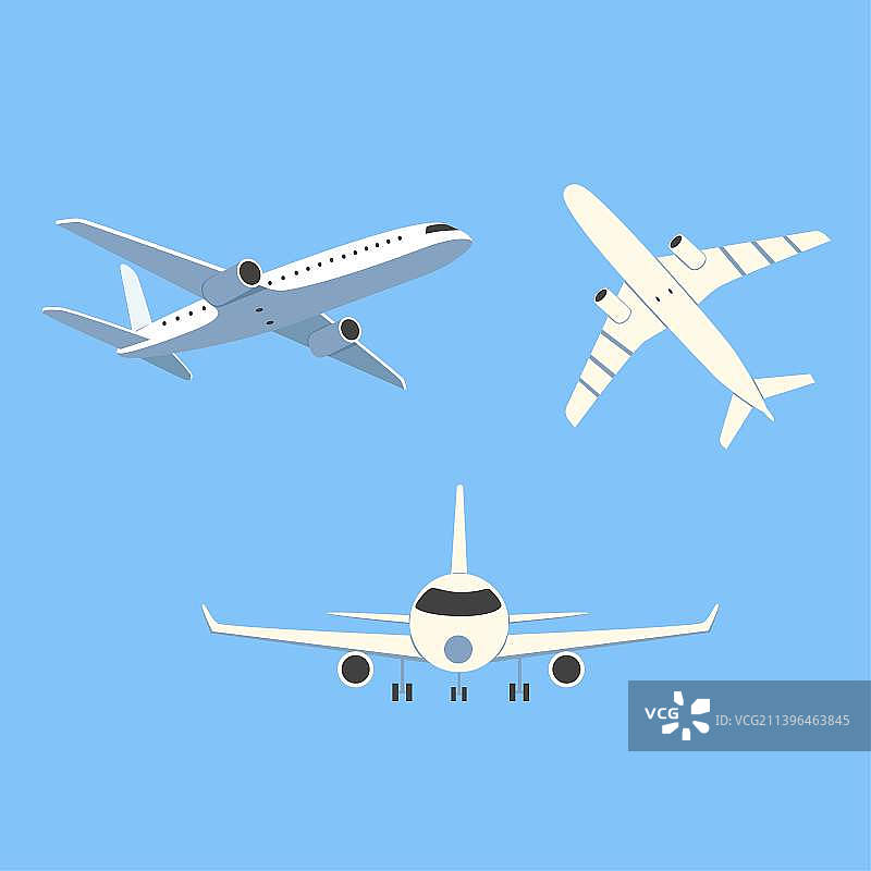 飞机飞行降落起飞插画元素图片素材