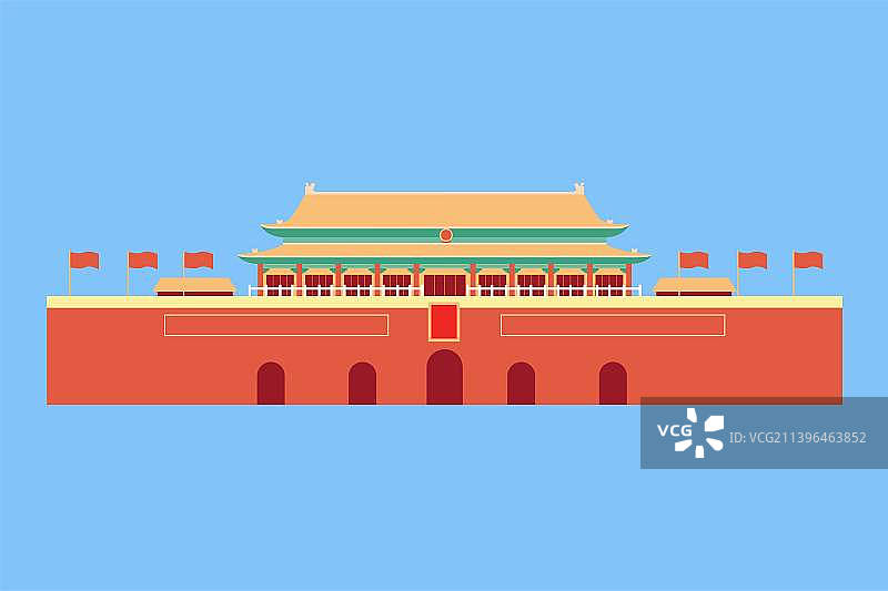 北京天安门古建筑插画元素图片素材