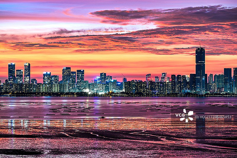 黃昏後海灣图片素材