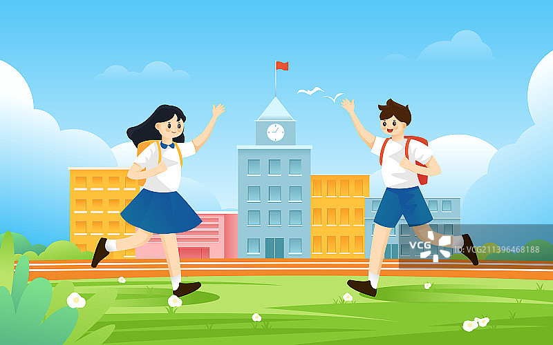 九月开学季学生返校插画海报图片素材
