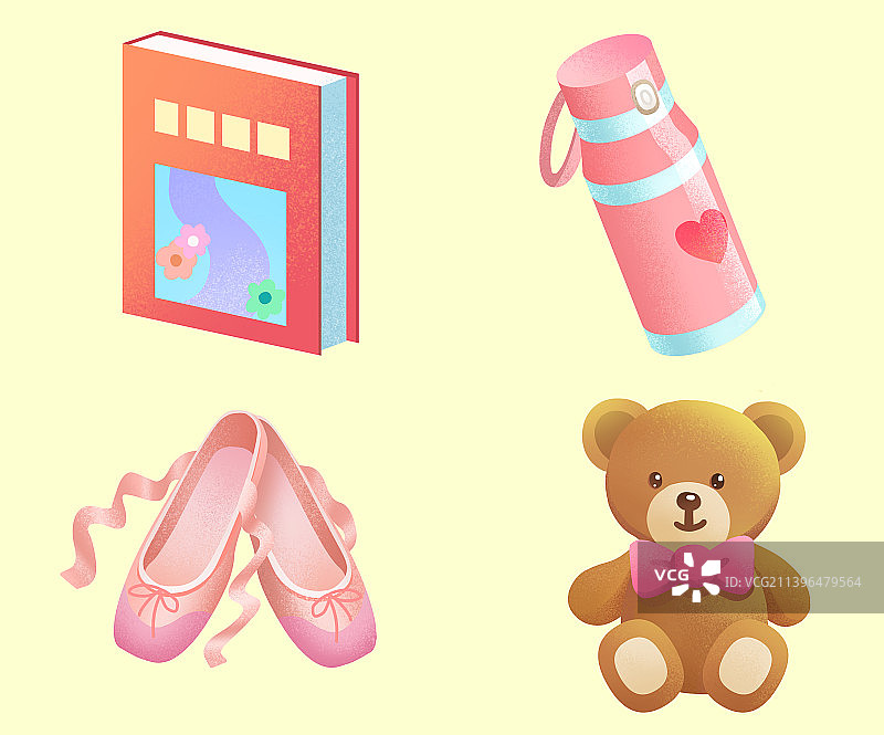 教育儿童玩具水杯书肌理可爱舞蹈元素素材插画图片素材