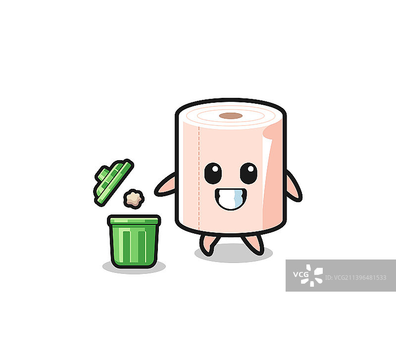 纸巾卷往垃圾桶里扔垃圾图片素材