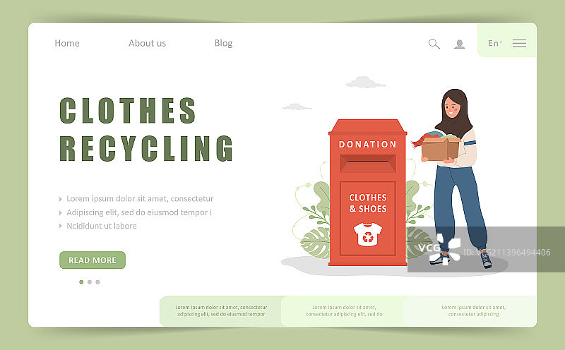 阿拉伯语服装回收着陆页模板图片素材