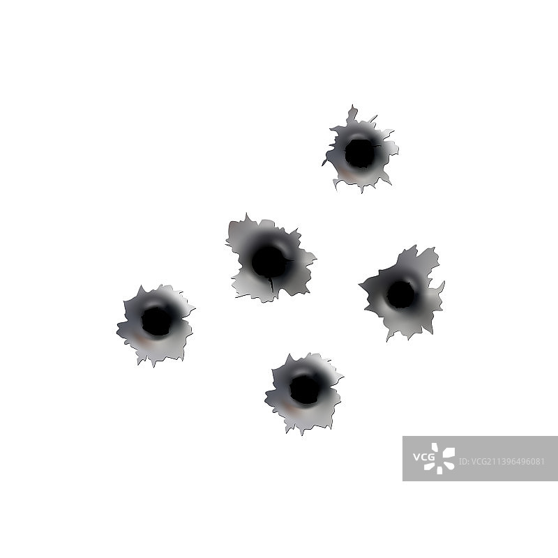 枪或手枪射击在金属上的弹孔图片素材