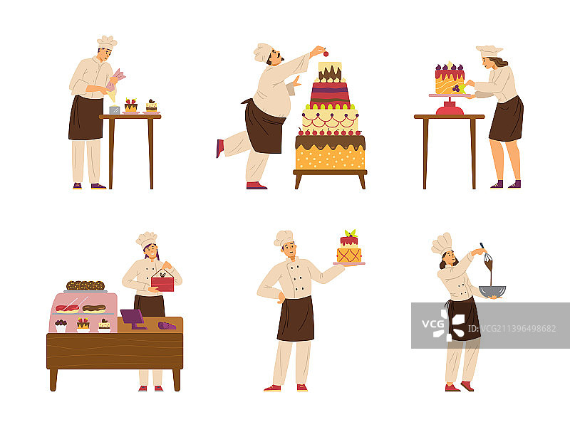 专业糕点师扁平设计图片素材