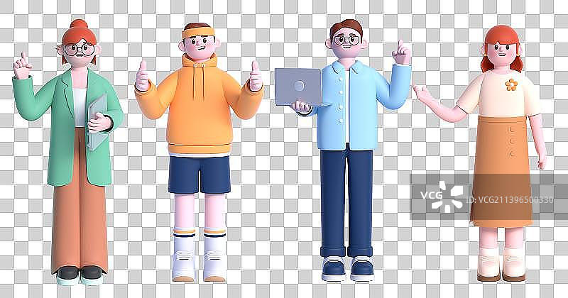 3D建模的男生女生人物头部组合图片素材