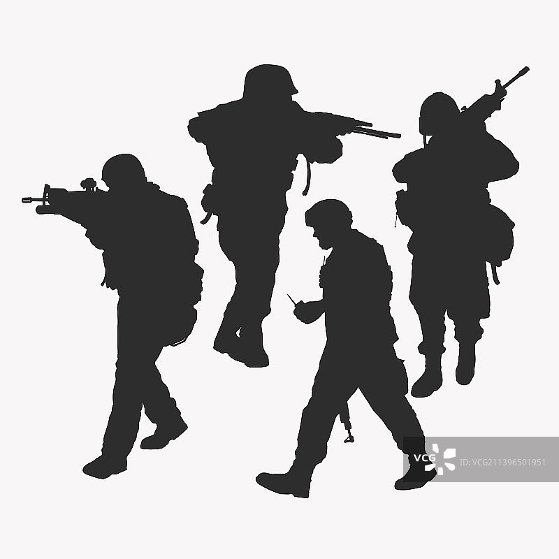 扁平风格士兵剪影图片素材