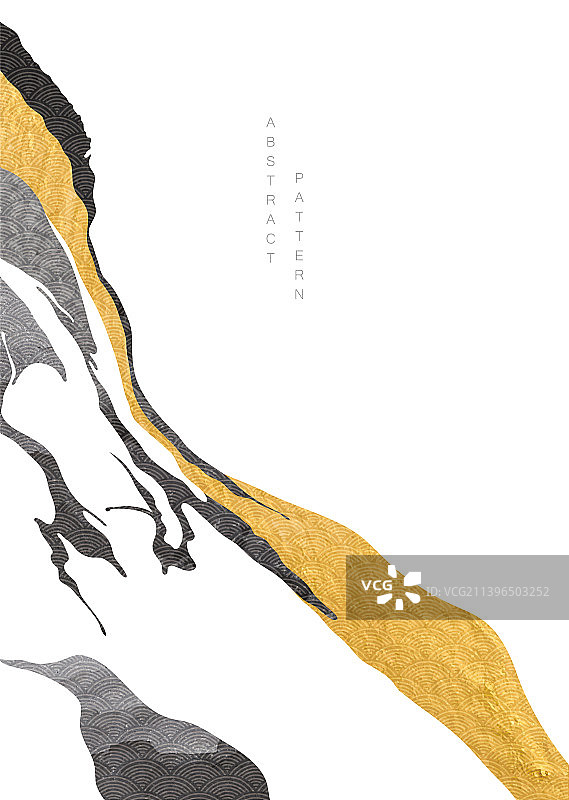 具有日式波浪图案的抽象艺术景观图片素材