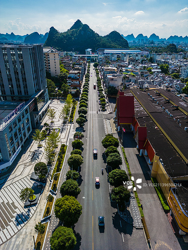 航拍桂林七星区建筑交通图片素材
