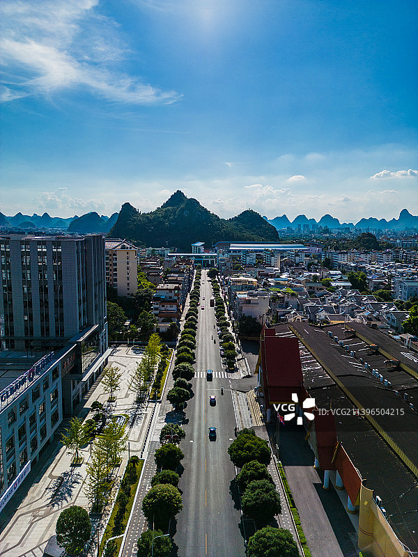 航拍桂林七星区建筑交通图片素材