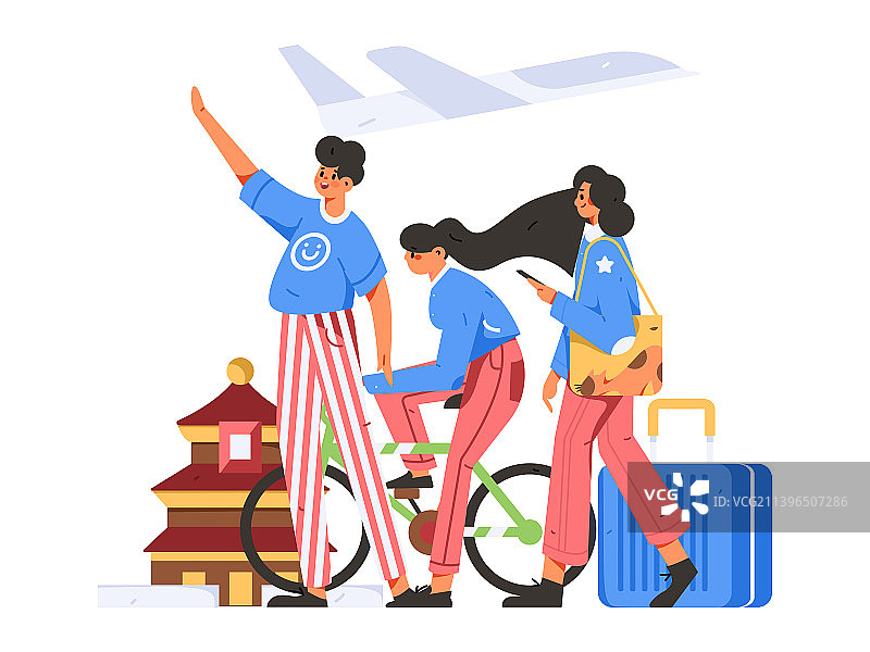 节假日旅游出行人物互联网背景矢量插画图片素材