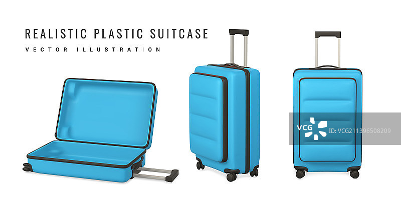 3D旅行拉杆箱写实塑料套装图片素材