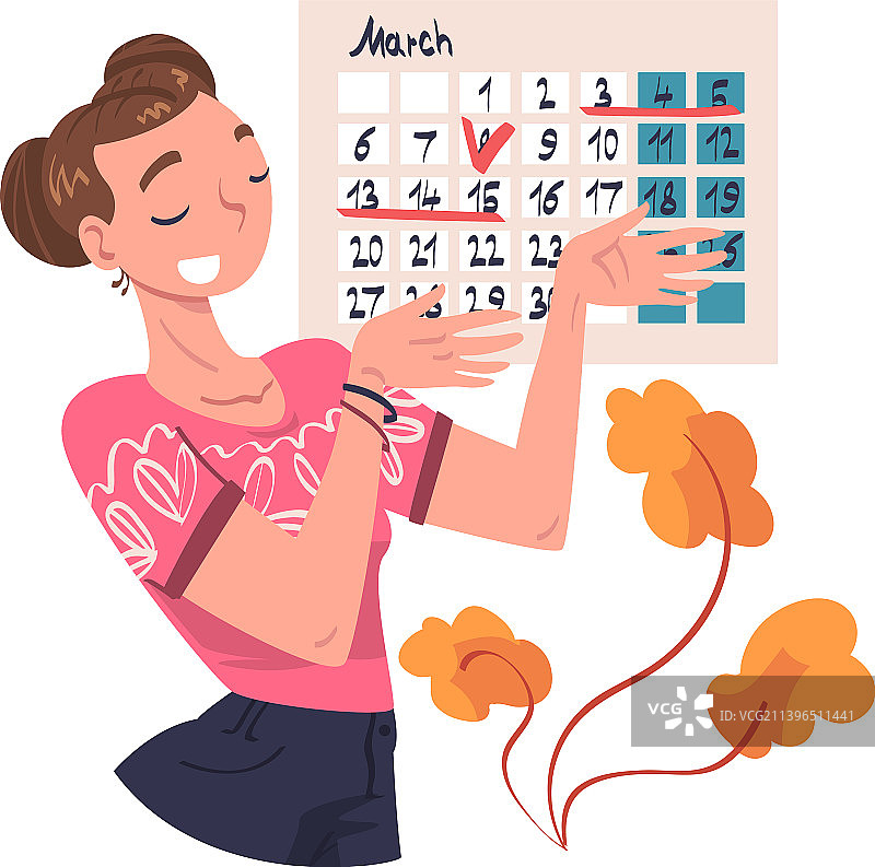 计划时间和事件标记的女人图片素材