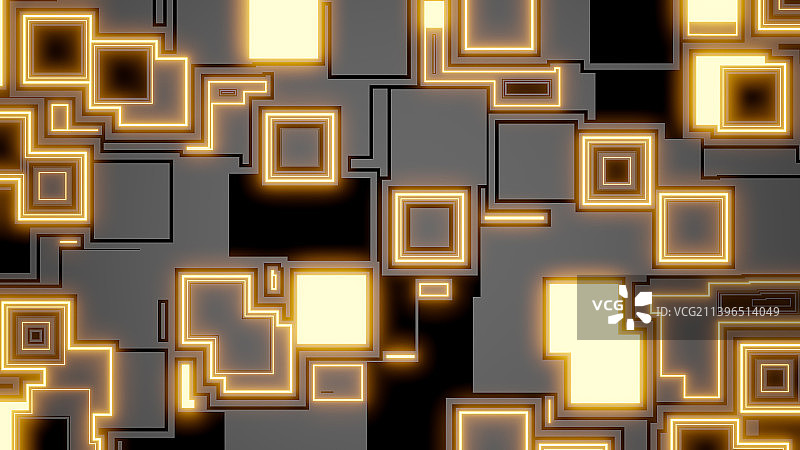 方形发光的方块线条的动效特效CG动画科技背景图片素材