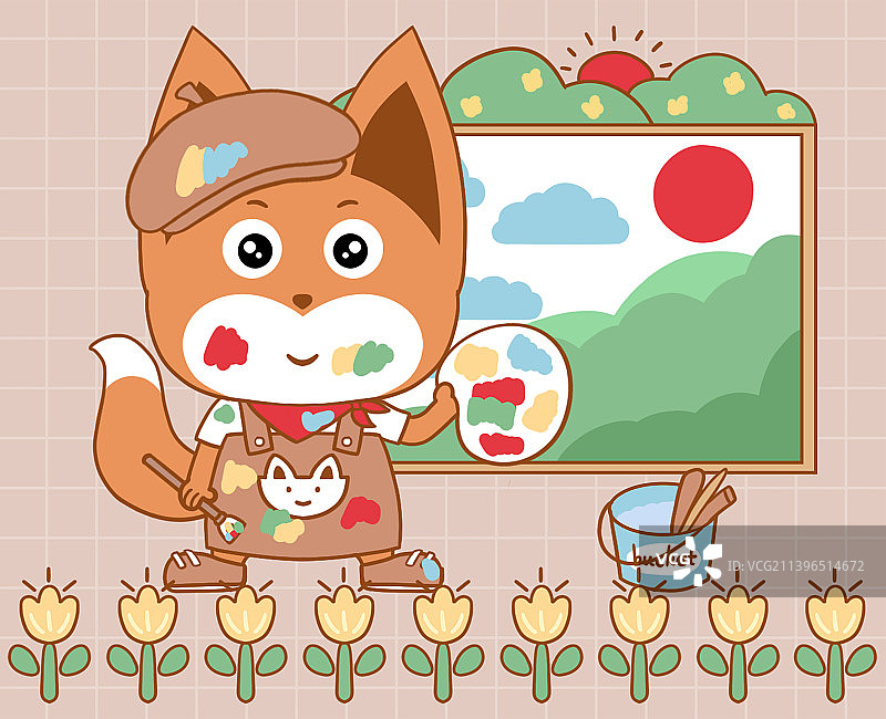 狐狸画家图片素材
