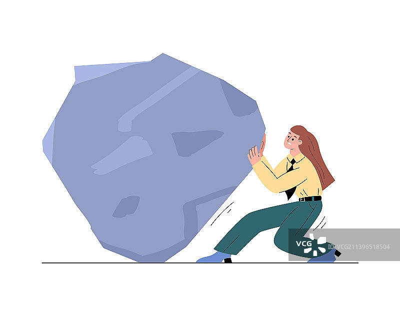 试图阻止滚石的商务女人图片素材