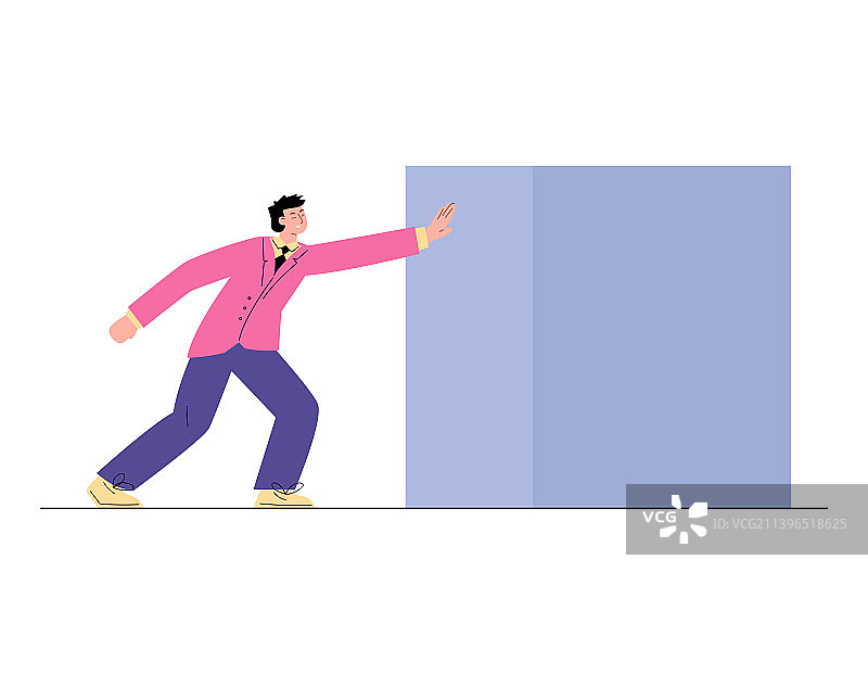 商人费力推动巨石图片素材