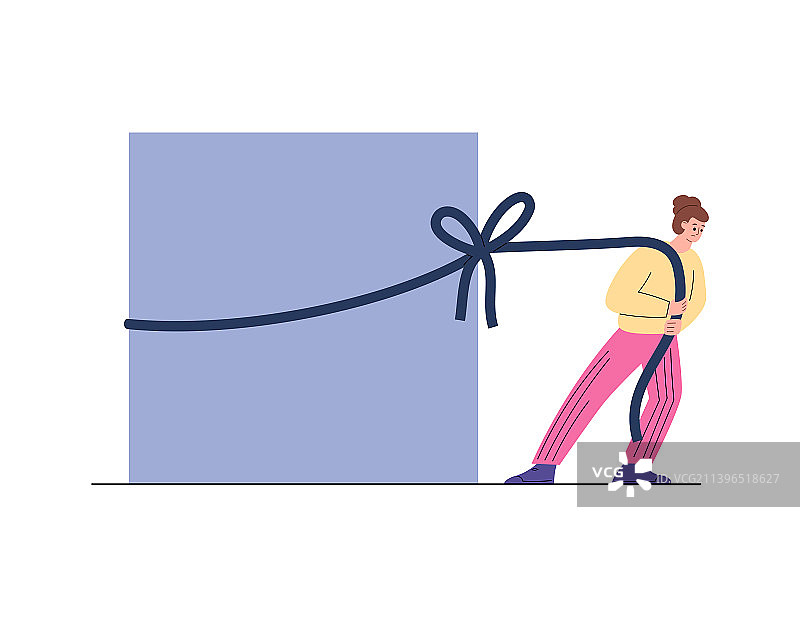 商人拉着石块扁平化图片素材