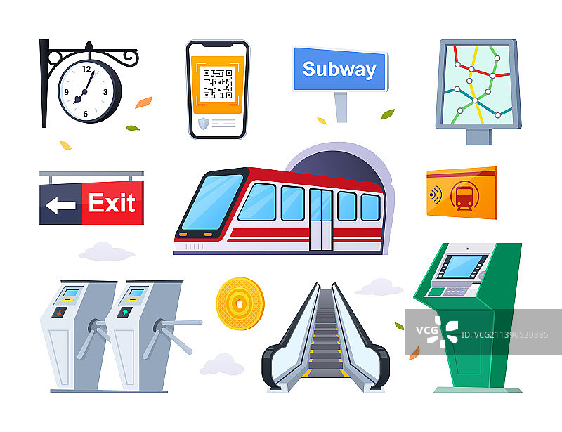 扁平设计风格的地铁和地下车站图片素材