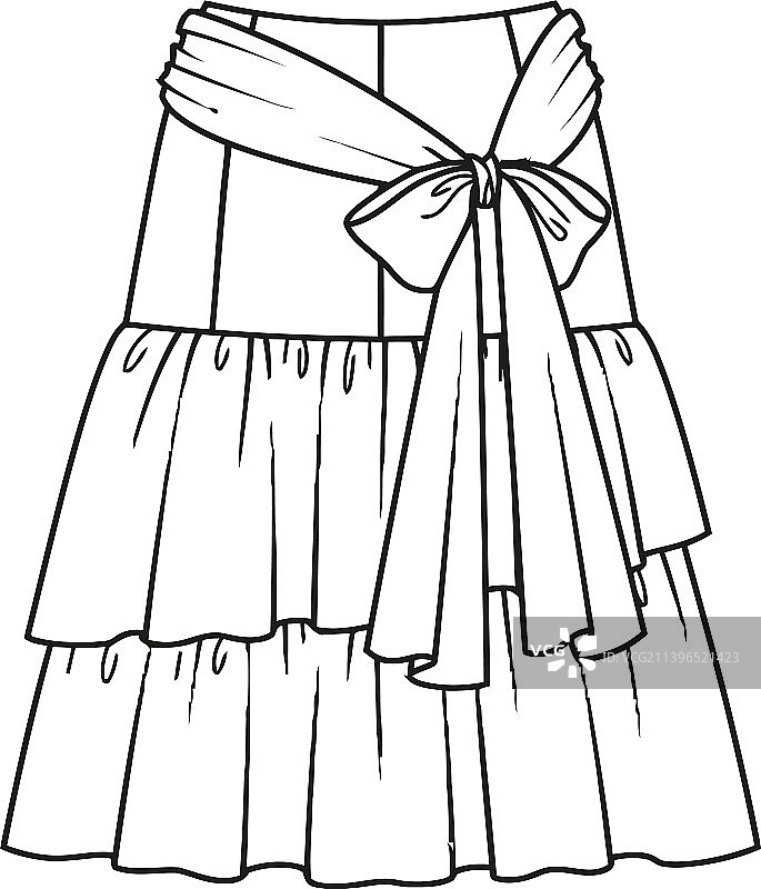 漂亮的裙子时装素描轮廓2D模型图片素材