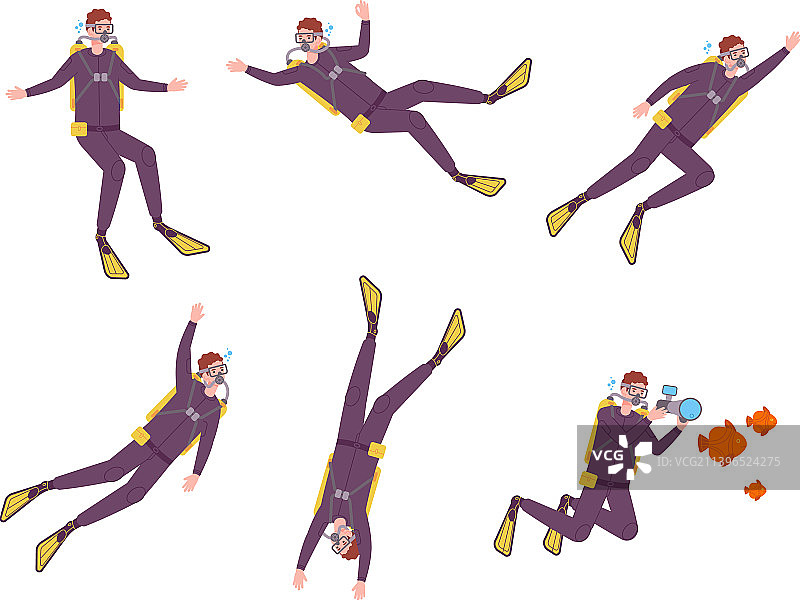 脚蹼潜水员角色图片素材