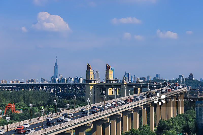 南京长江大桥北岸风景图片素材