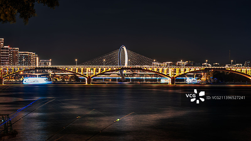 柳江河畔城市夜景图片素材