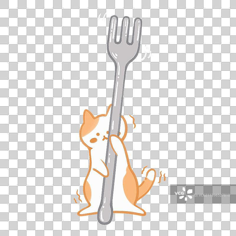 【猫咪系列6】努力抱着叉子的小猫咪图片素材