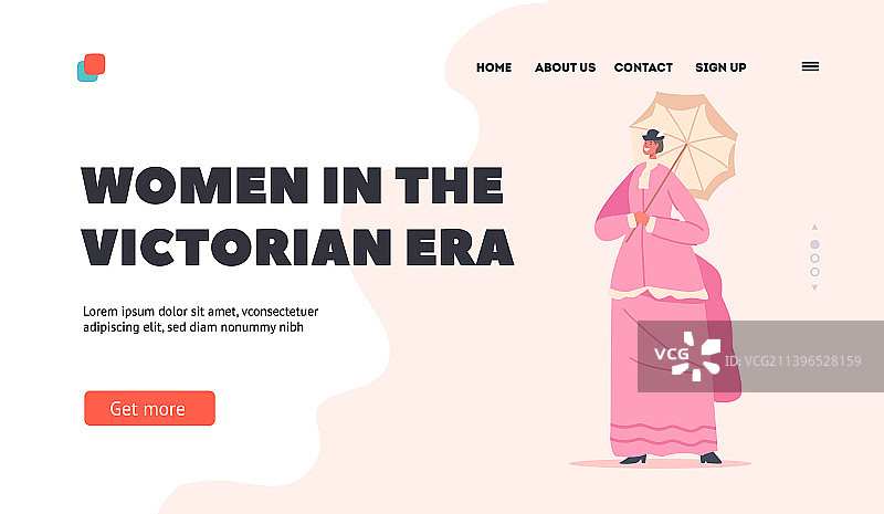 维多利亚时代的女性着陆页模板图片素材