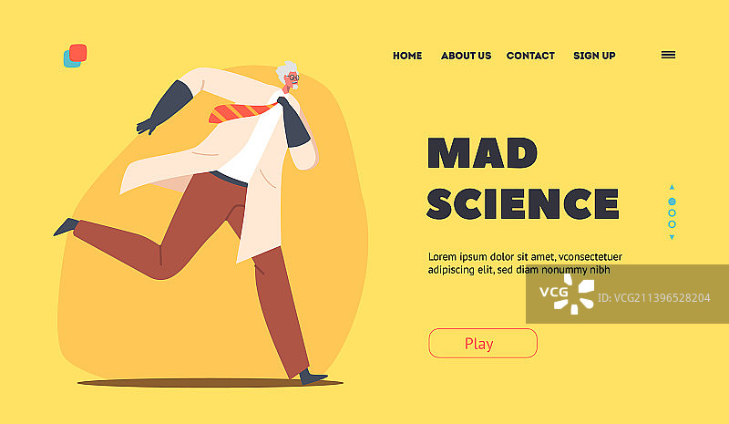 疯狂科学着陆页模板图片素材