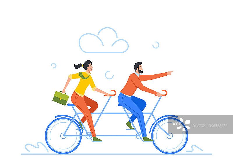 商务团队骑自行车工作图片素材