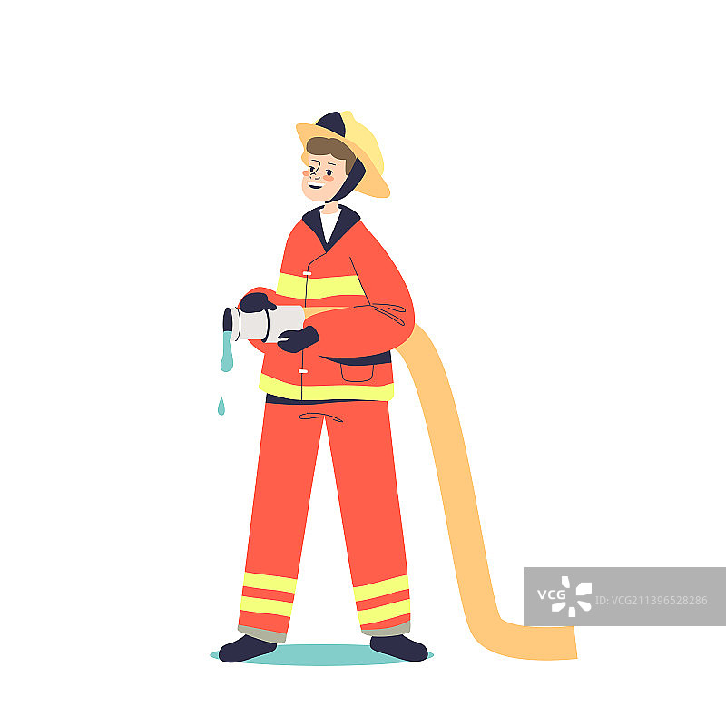 穿红色制服的小消防员图片素材